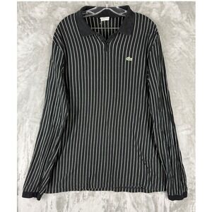 VTG Lacoste Sport Long Sleeve Striped Polo Shirt Green Crocodile Logo Men Sz‎  6